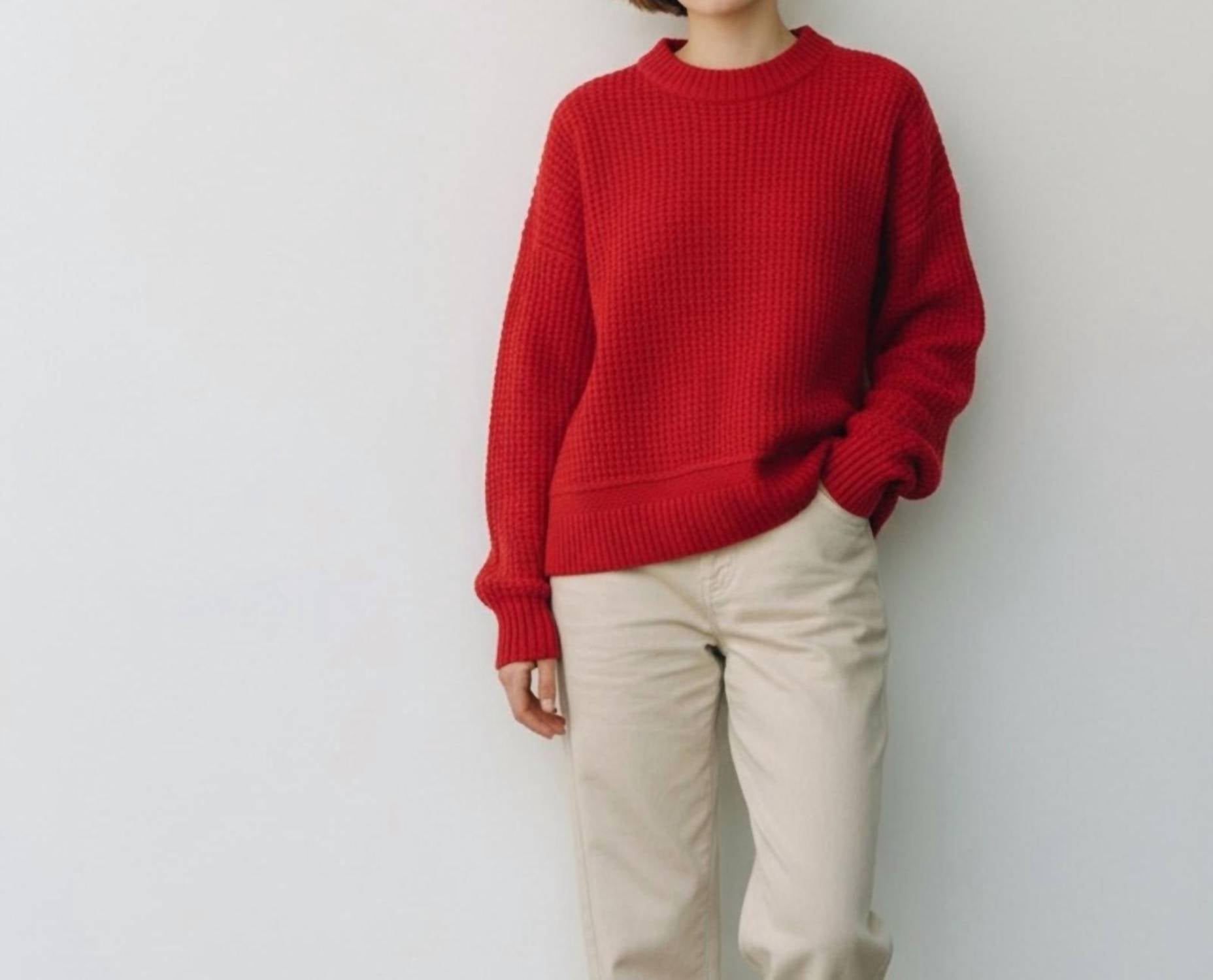 LUCKY BRAND Knit Sweater in red - women's sweater