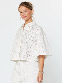 Current Air - Eyelet Cropped Button-down Shirt