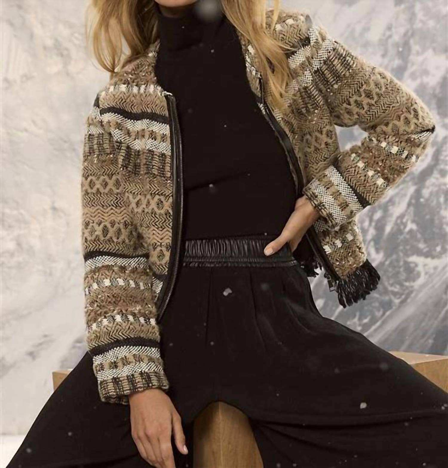 Nic + Zoe - Knit Weaving Trimmed Jacket