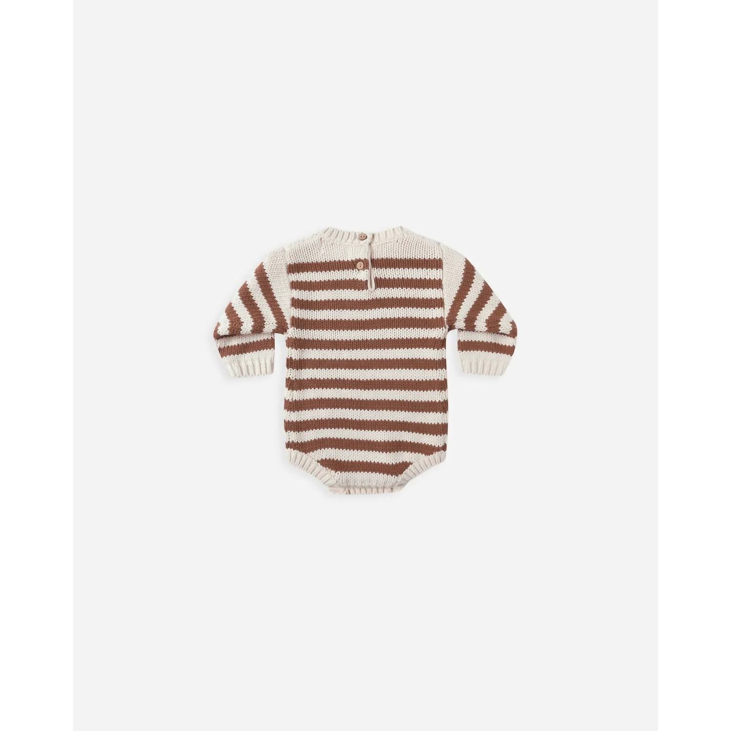 Quincy Mae Baby's Rex Romper in cedar stripe - kids' item - detail view