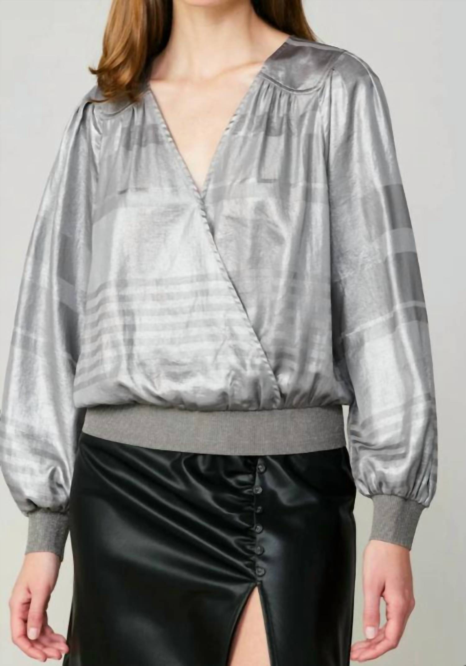 Current Air - Metallic Surplice Blouse