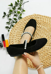 Rag Company - Women's Pearl Embellished Ballerina Flats