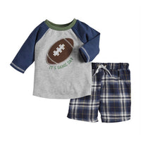 mudpie Boys Football Shorts Set in blue - item - detail view