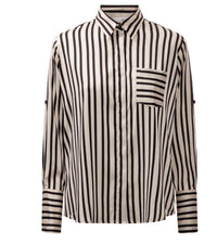Karmamia MASON COLLARED SHIRT in black stripe - women's blouse - alternate view