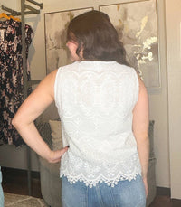 Skies Are Blue - Eyelet Detail Sleeveless Top