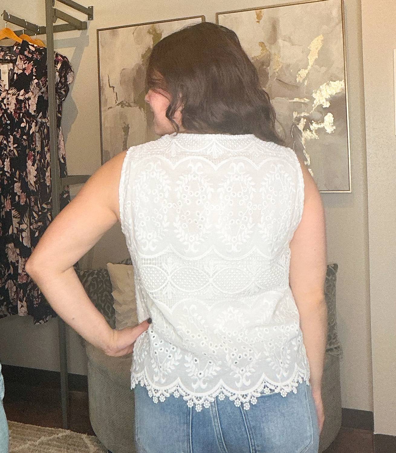 Skies Are Blue - Eyelet Detail Sleeveless Top