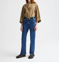 TWP Beau Cotton Poplin Shirt in kelp - women's shirt - alternate view