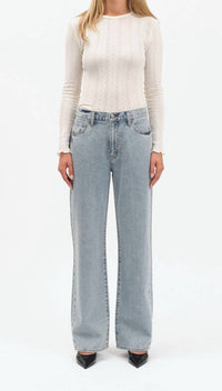 Daze - 1999 Crystal Bow High Waist Straight Leg Jeans