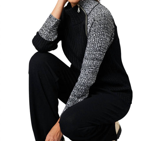 French Kyss - Long Sleeve Zip Neck Top