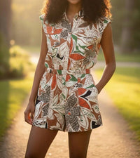 Karlie - Floral Poplin Utility Romper
