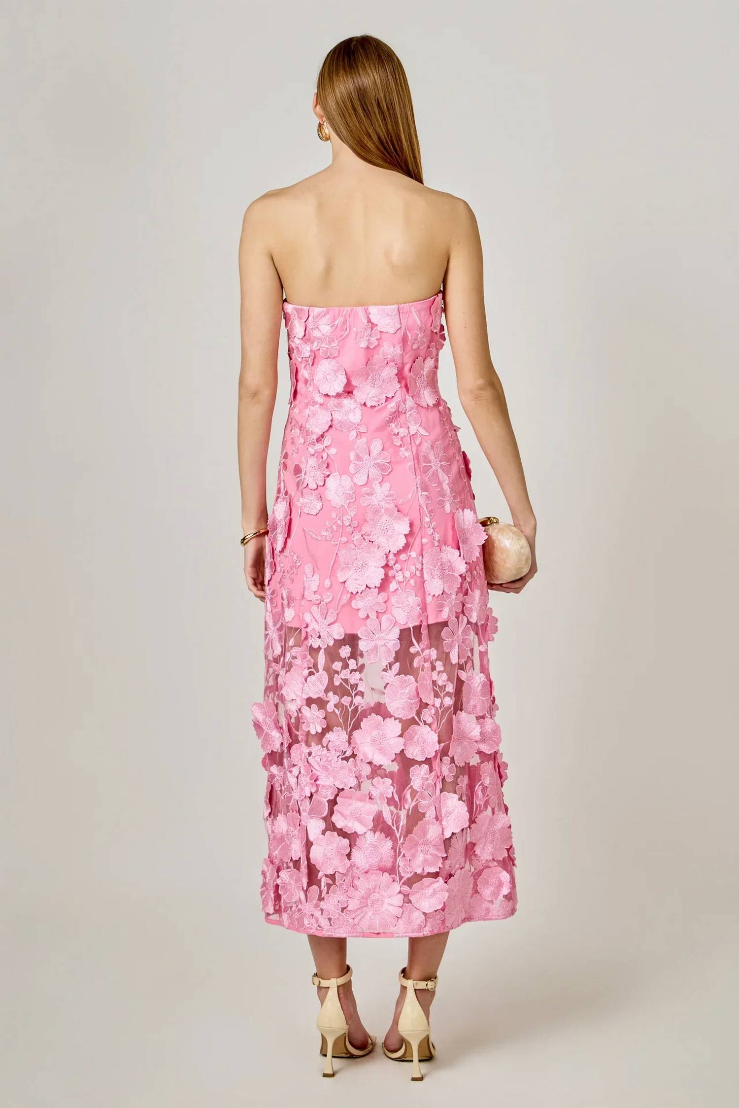 Endless Rose - Strapless Floral Embroidered Maxi Dress