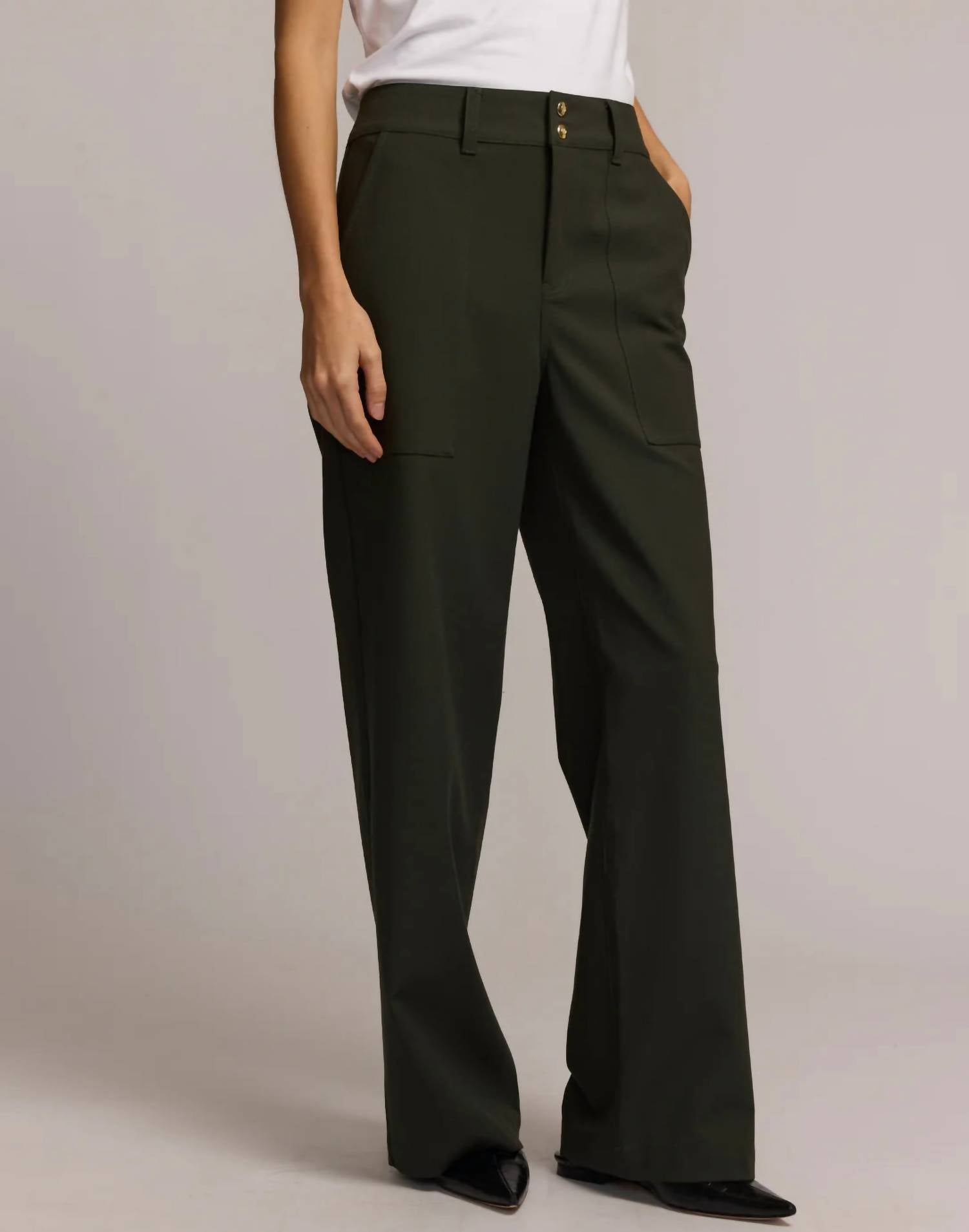 Hinson Wu Kelly Traveler's Twill Pants in oregano - women's pants - detail view