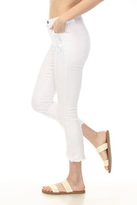 Charlie B - Cropped Embroidered Fringe Tulip Hem Jeans