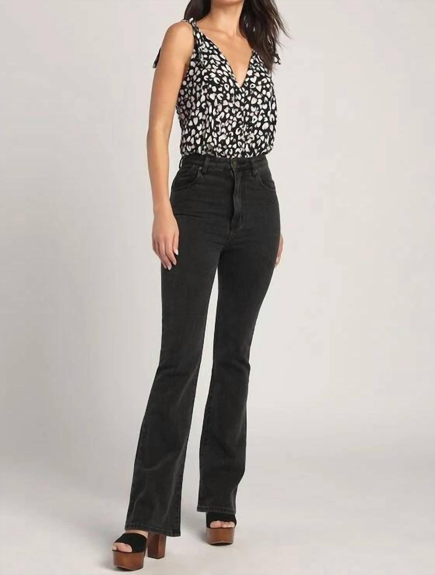 Free People Cheeta Cowl Neck Bodysuit in black combo - women's shirt - alternate view