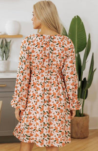 Legend Or Lies - Floral Deep V-neck Smocked Bubble Sleeve Babydoll Dress