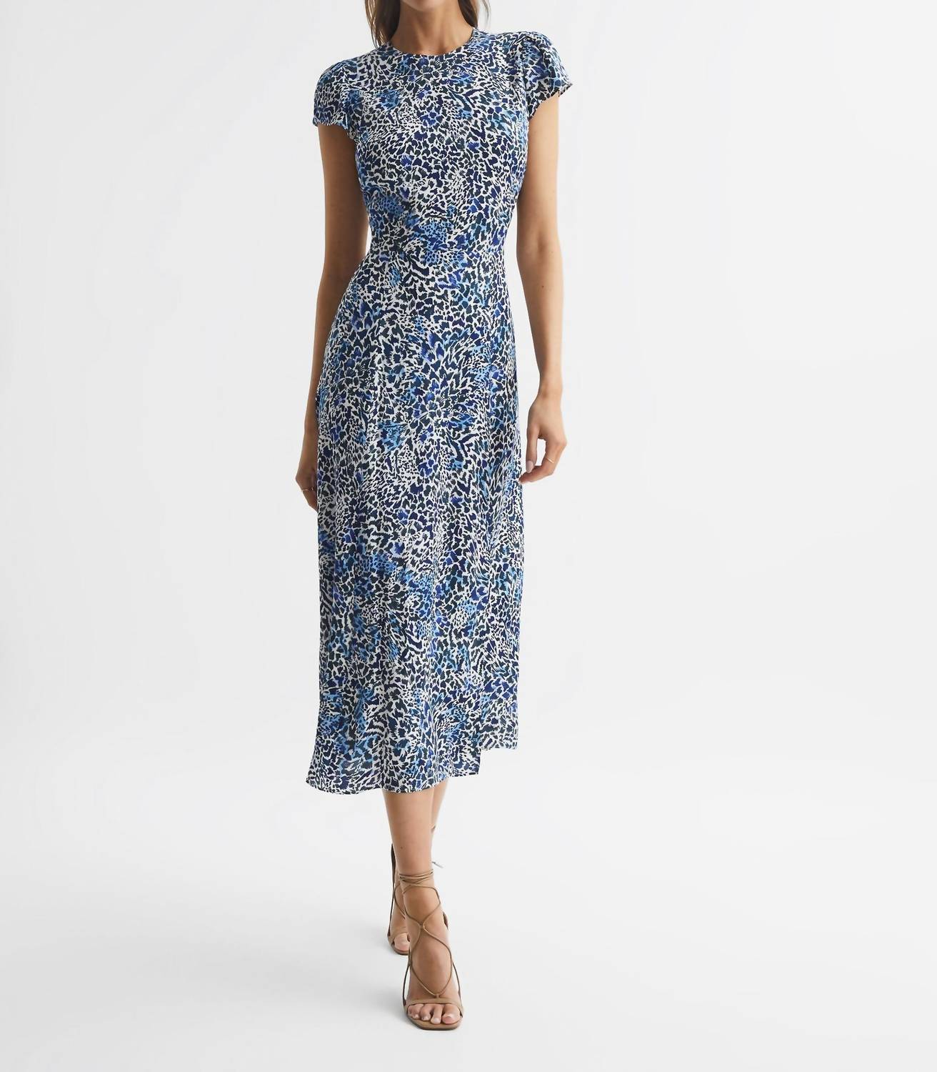 Reiss - Livia Printed Cut Out Back Midi Dress