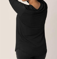 Kindred Bravely Bamboo Nursing And Maternity Long Sleeve T-shirt in black - women's long sleeve top - detail view