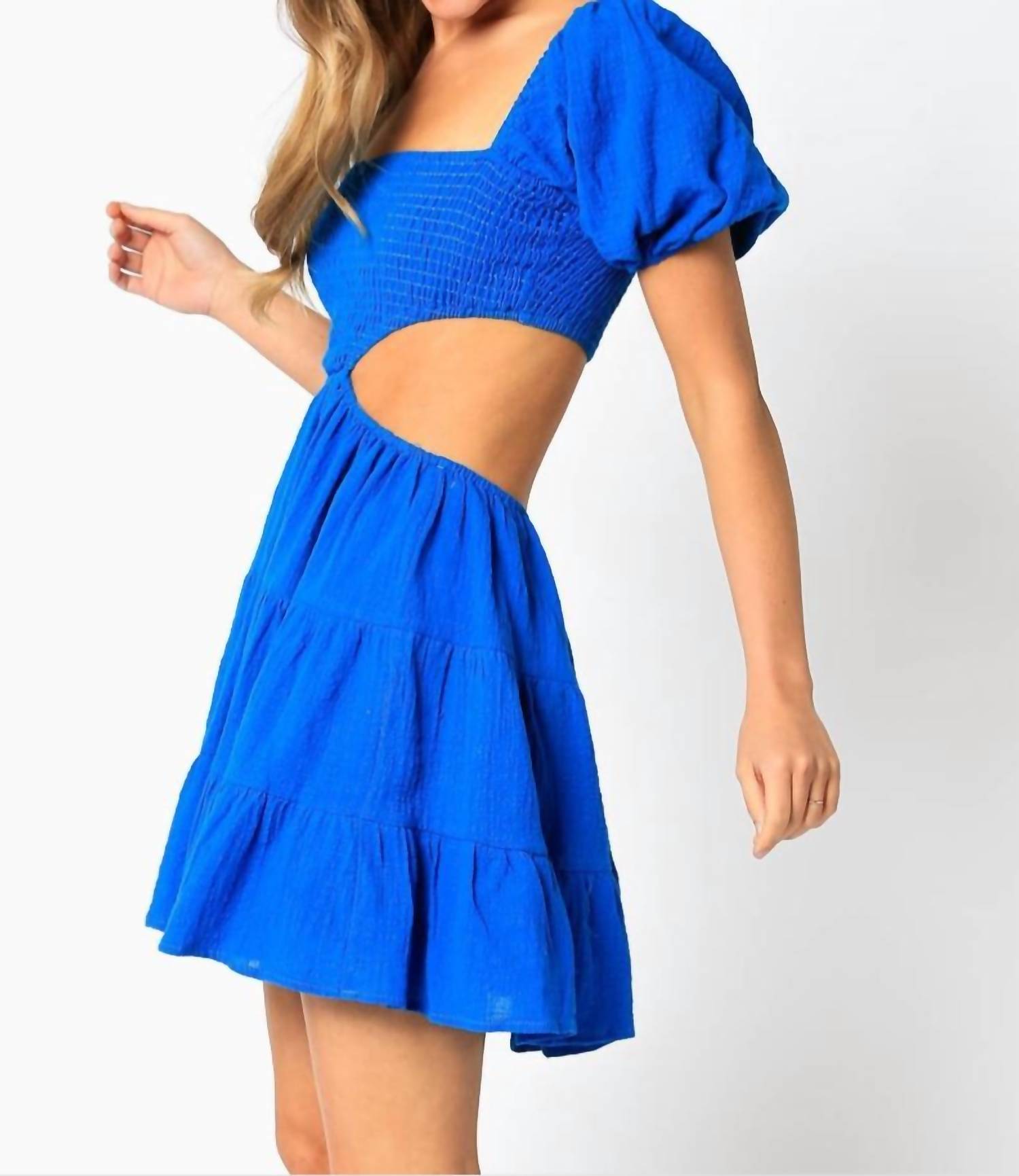 Puff Sleeve Cutout Mini Dress