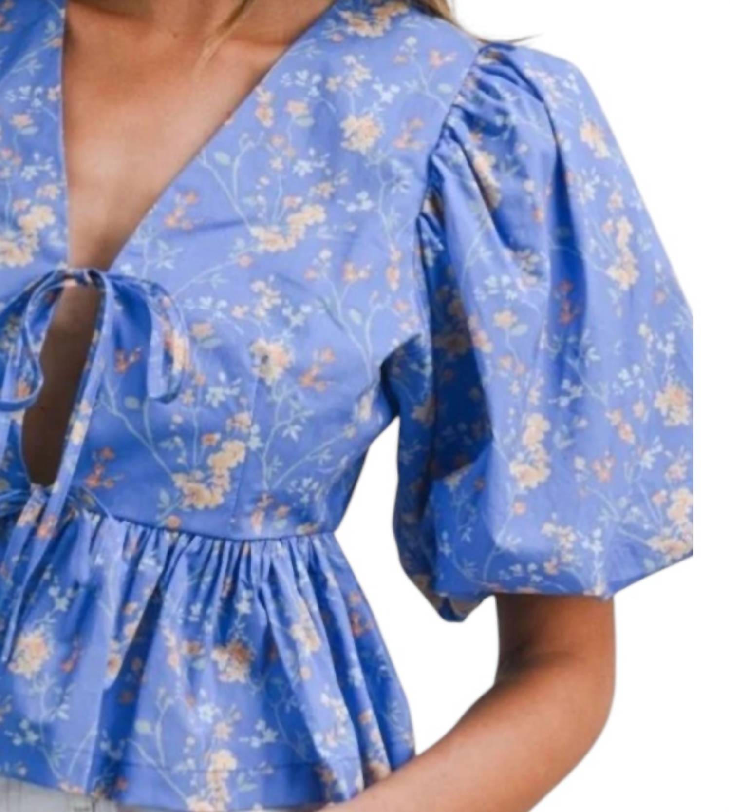 Mable - Blossom And Breeze Short Bubble Sleeve Top