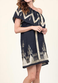 Greek Archaic Kori - One Shoulder Ruffle Dress