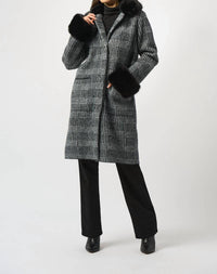 Joseph Ribkoff - Feather Yarn Plaid Jacquard Coat