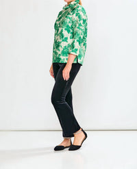 SARA CAMPBELL Finch A-line Blouse in green roses - women's blouse - view 4