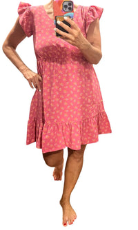 Michelle Mcdowell - Ruffle Cap Sleeve Mini Dress