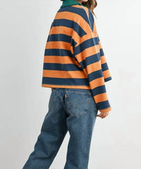 Buttermelon - Striped Quarter Zip Collar Sweatshirt