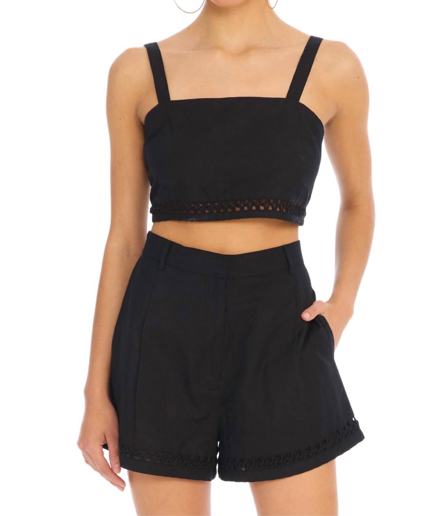 ALLISON NEW YORK Elodie Cropped Top in black - women's shirt - view 4