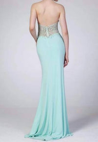 Cinderella Divine - Halter Fitted Illusion Top Gown
