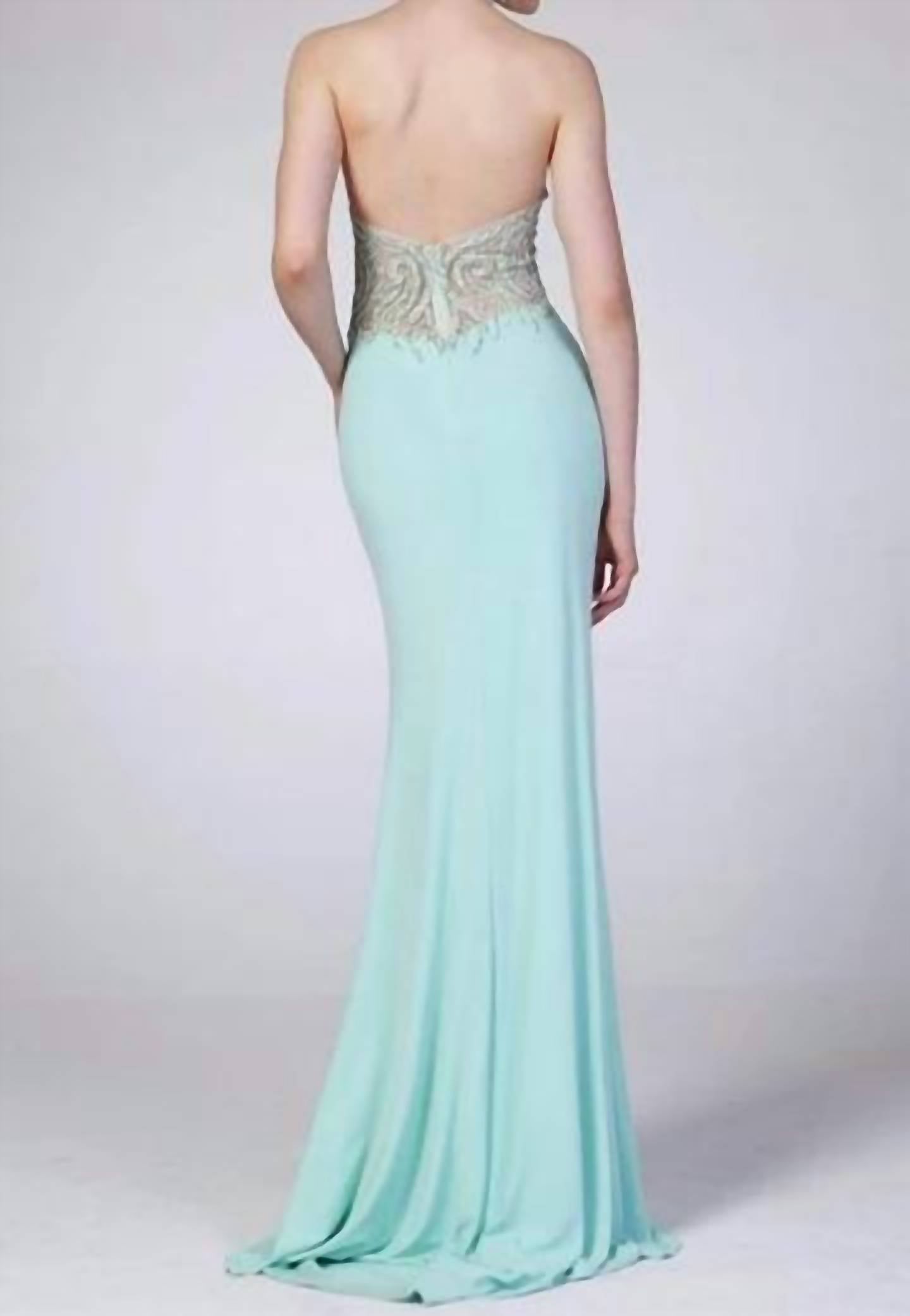 Cinderella Divine - Halter Fitted Illusion Top Gown