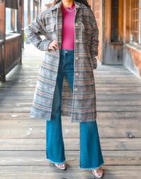 Surelymine - Plaid Button Down Long Shacket