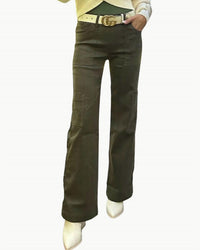 BEVY FLOG Rose Cargo Wide Leg Pant in green croc - women's pants