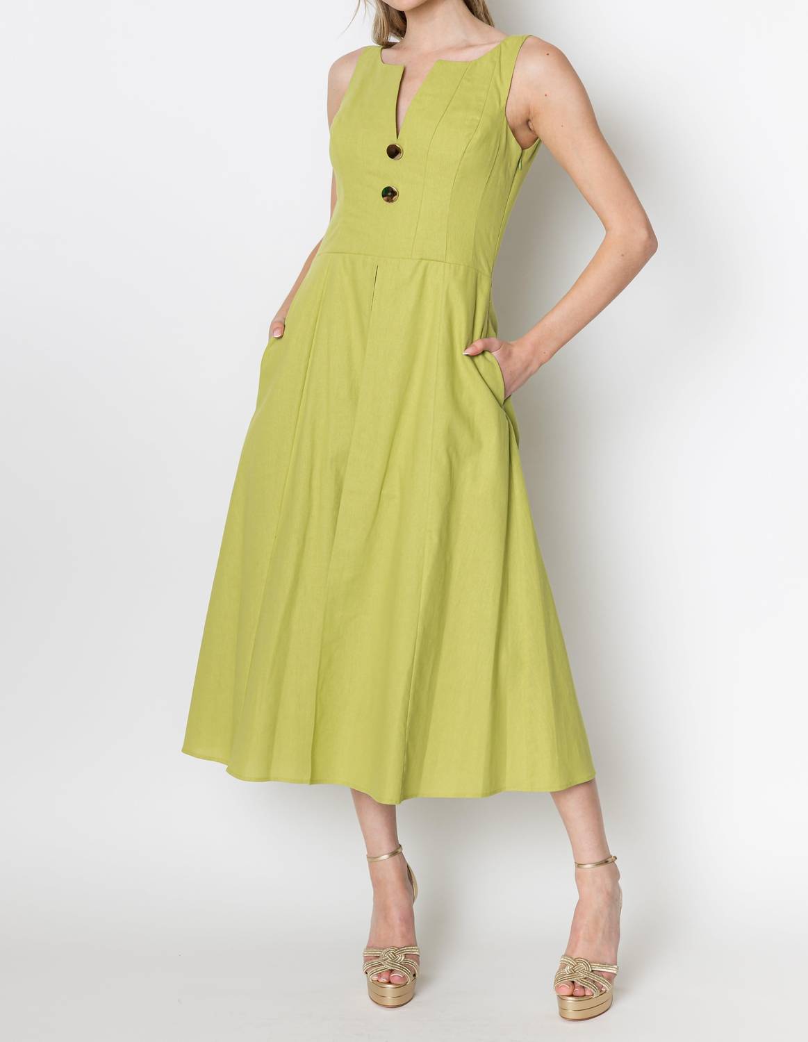 Zetaye - Celeste Linen Cotton Midi Dress