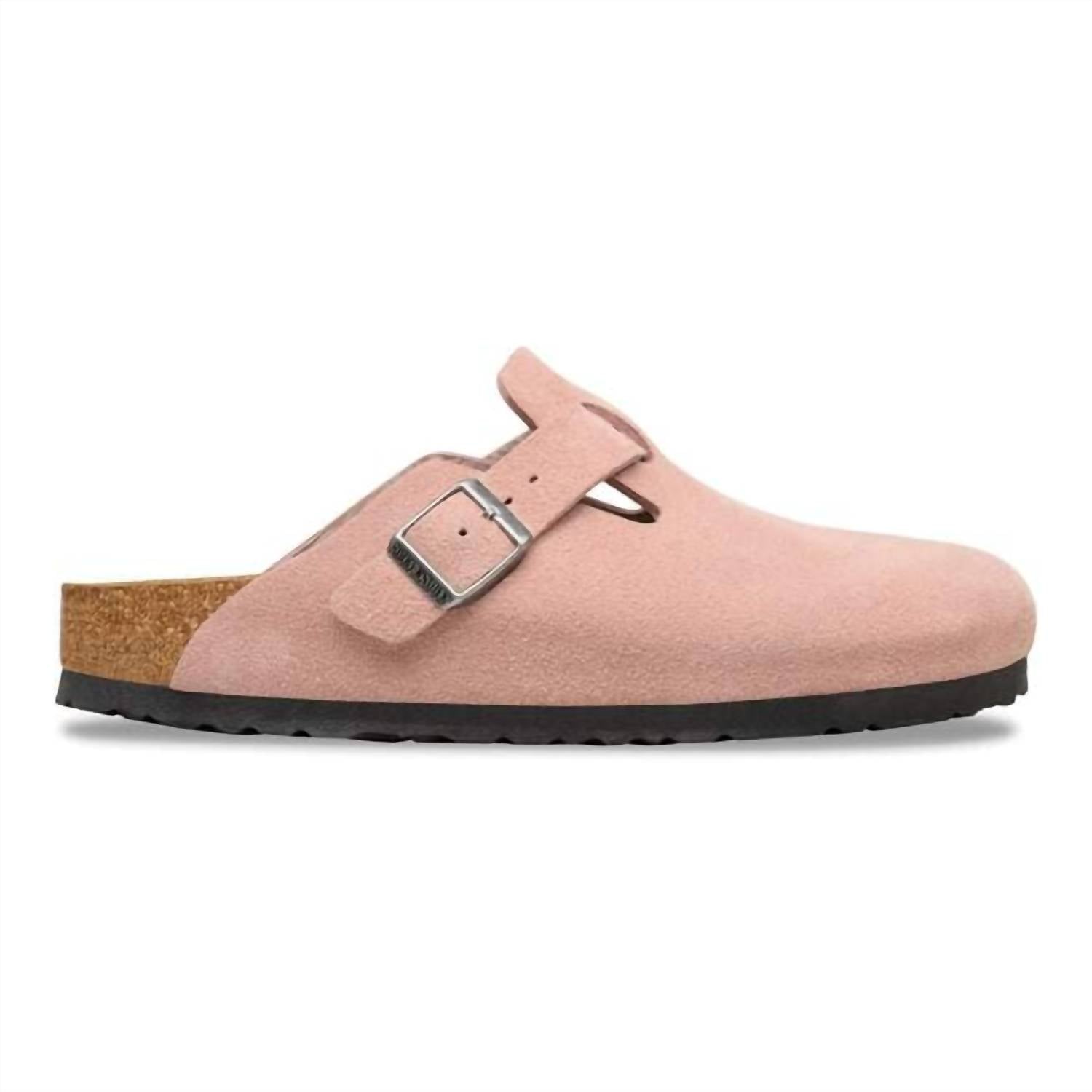 BIRKENSTOCK Women's Boston Suede Leather Clog in pink clay - women's shoe