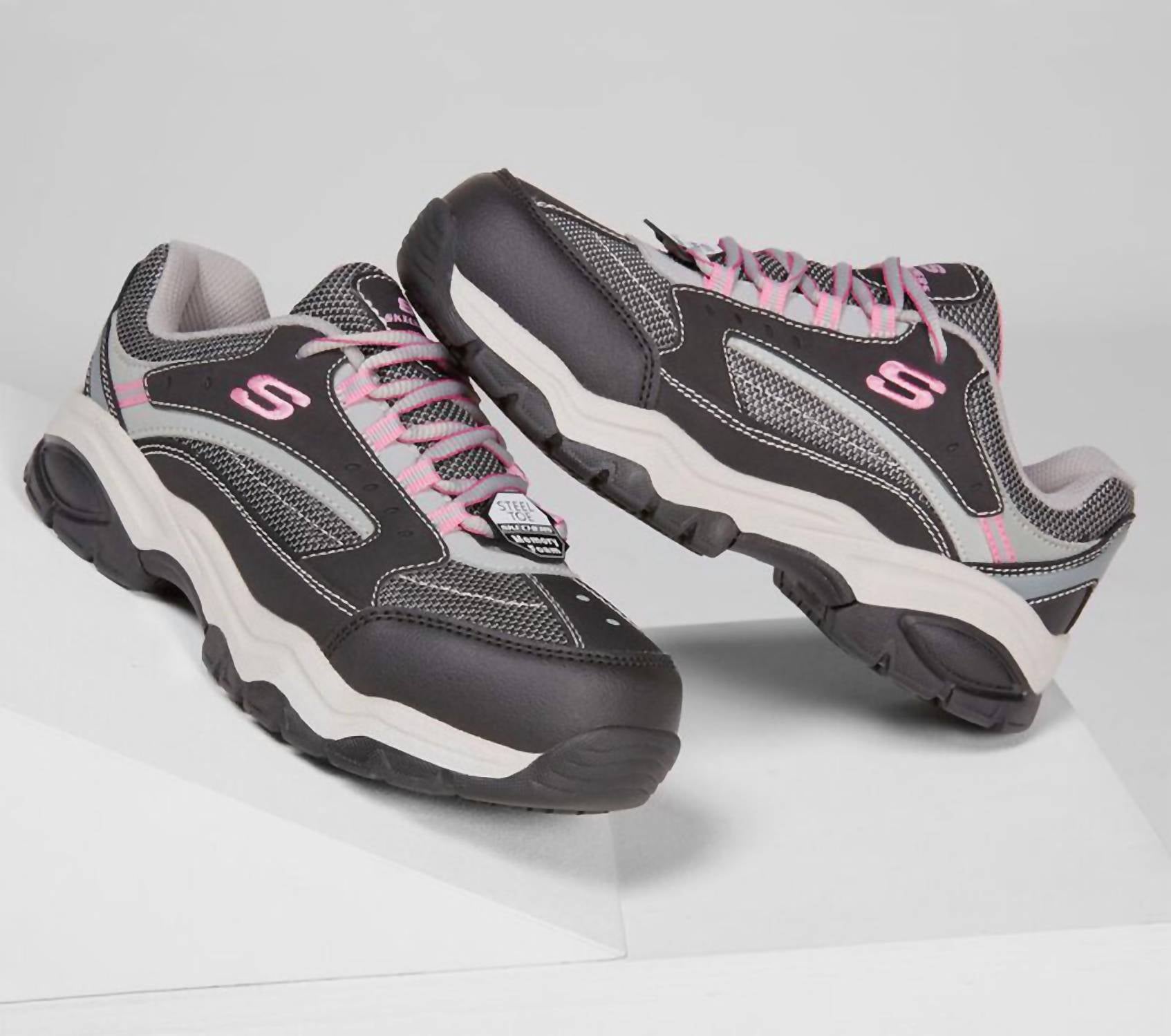 Skechers Women's Biscoe Heavy-duty Safety Sneakers in black grey - women's sneaker - detail view