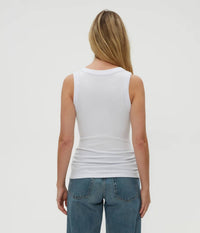 Michael Stars Blanche Ribbed Tank Top in white - women's tank top - detail view