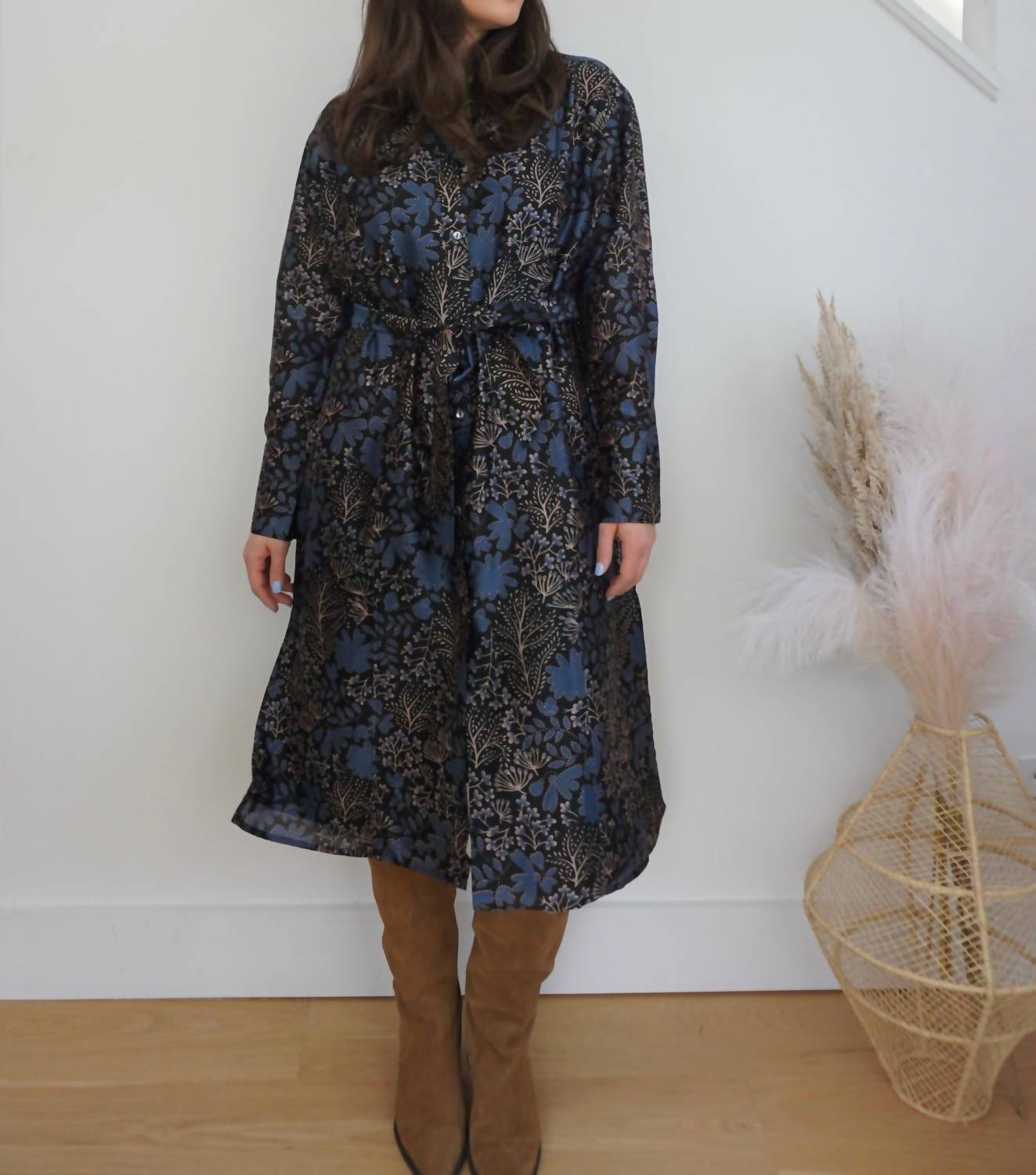 NIBI MTK Zoey Midi Dress in blue flower - women's dress - view 5