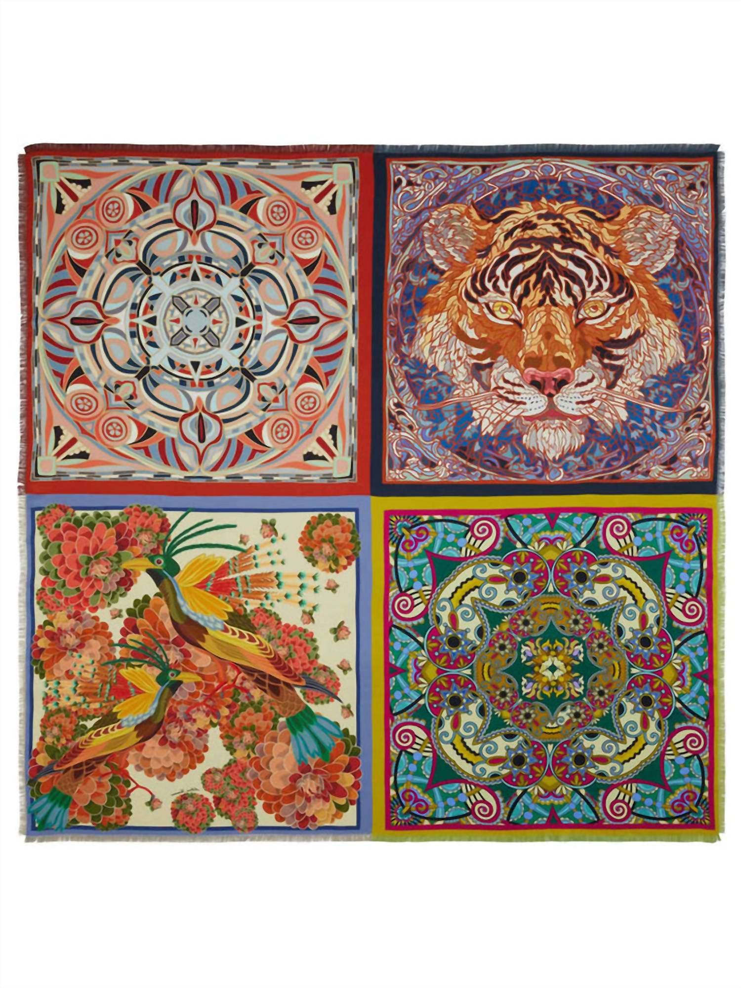 Franco Ferrari - Fancy Reversible Multi Silk Square Scarf
