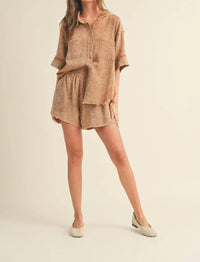 Miou Muse - Anais Double Gauze Relaxed High Waisted Shorts