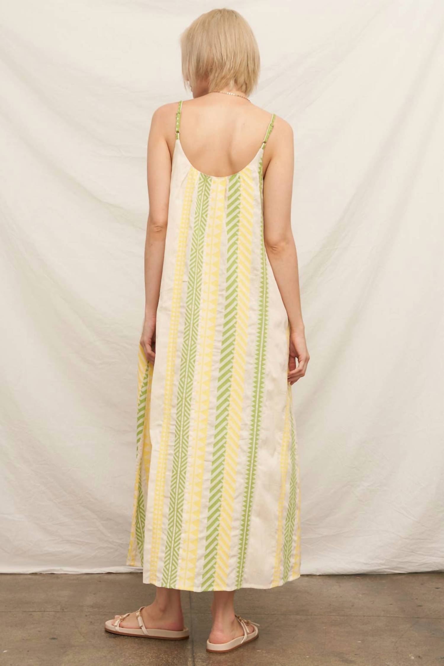 En Creme - Neon Embroidered Cami Maxi Dress