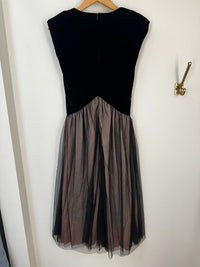 TCEC Women's Fitted Velvet & Tulle Midi Dress in black - women's dress - detail view