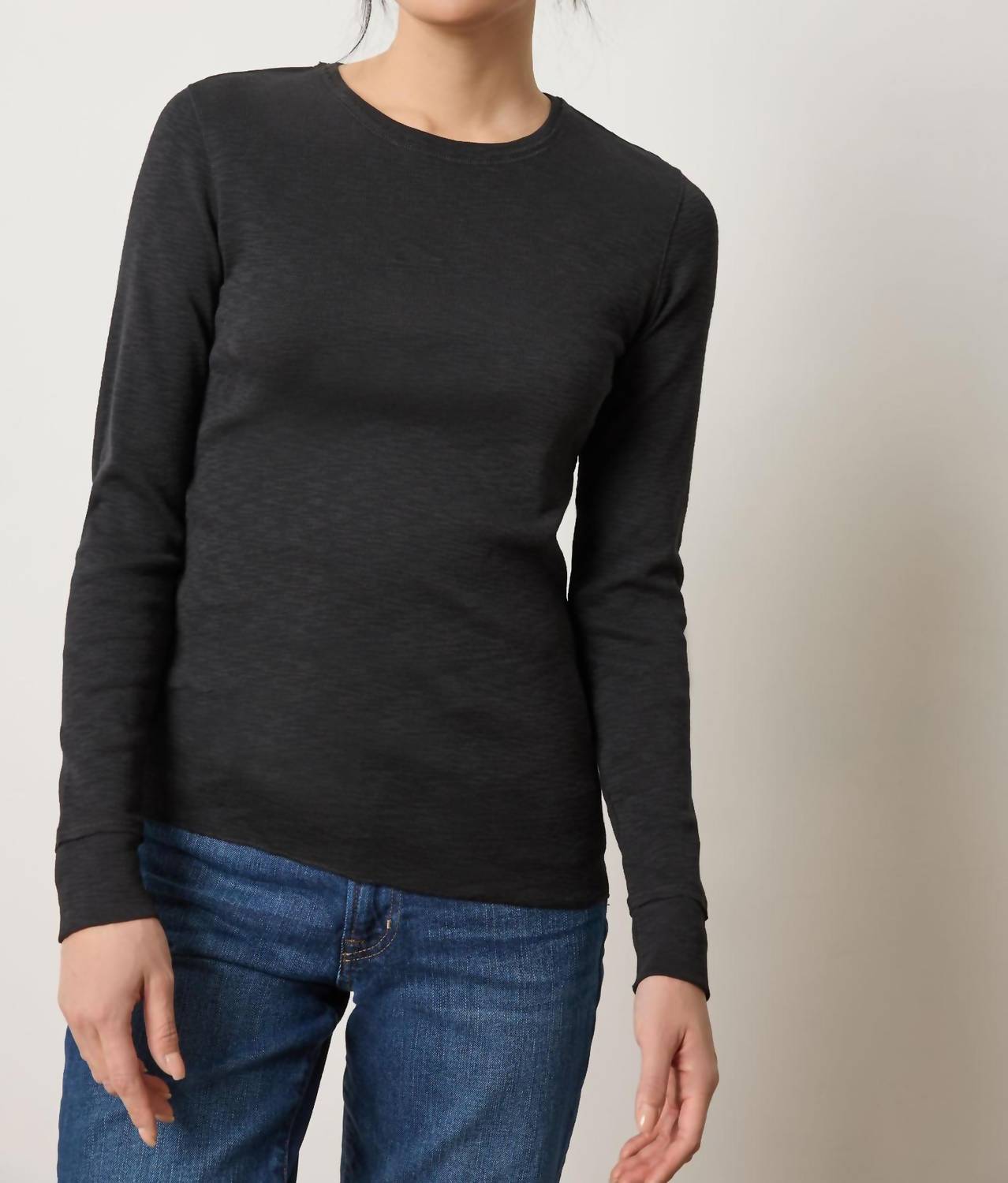 Lilla P - Rib Slub Long Sleeve Crewneck Top