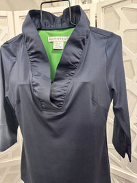 Gretchen Scott - Solid Stand Up Ruffle Neck Top