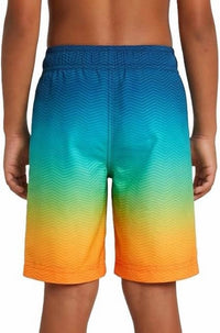 Rokka&Rolla Boy's 4-way Stretch Swim Trunks in blue orange - kids' item - alternate view