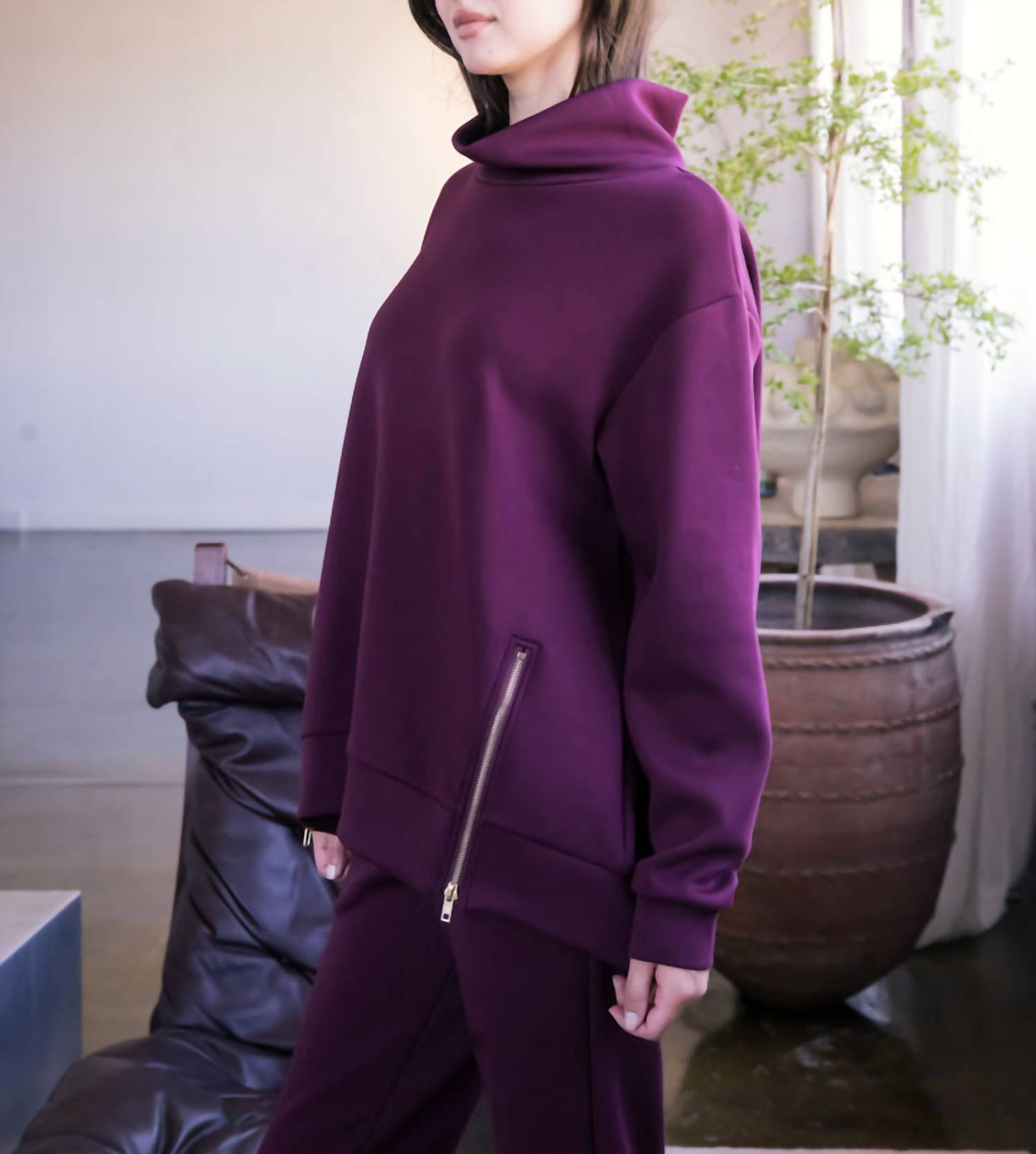 P.Cill - Eva Butter Modal Zipper Mock Neck Top