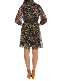 London Times - Leaf Printed Lurex Dress