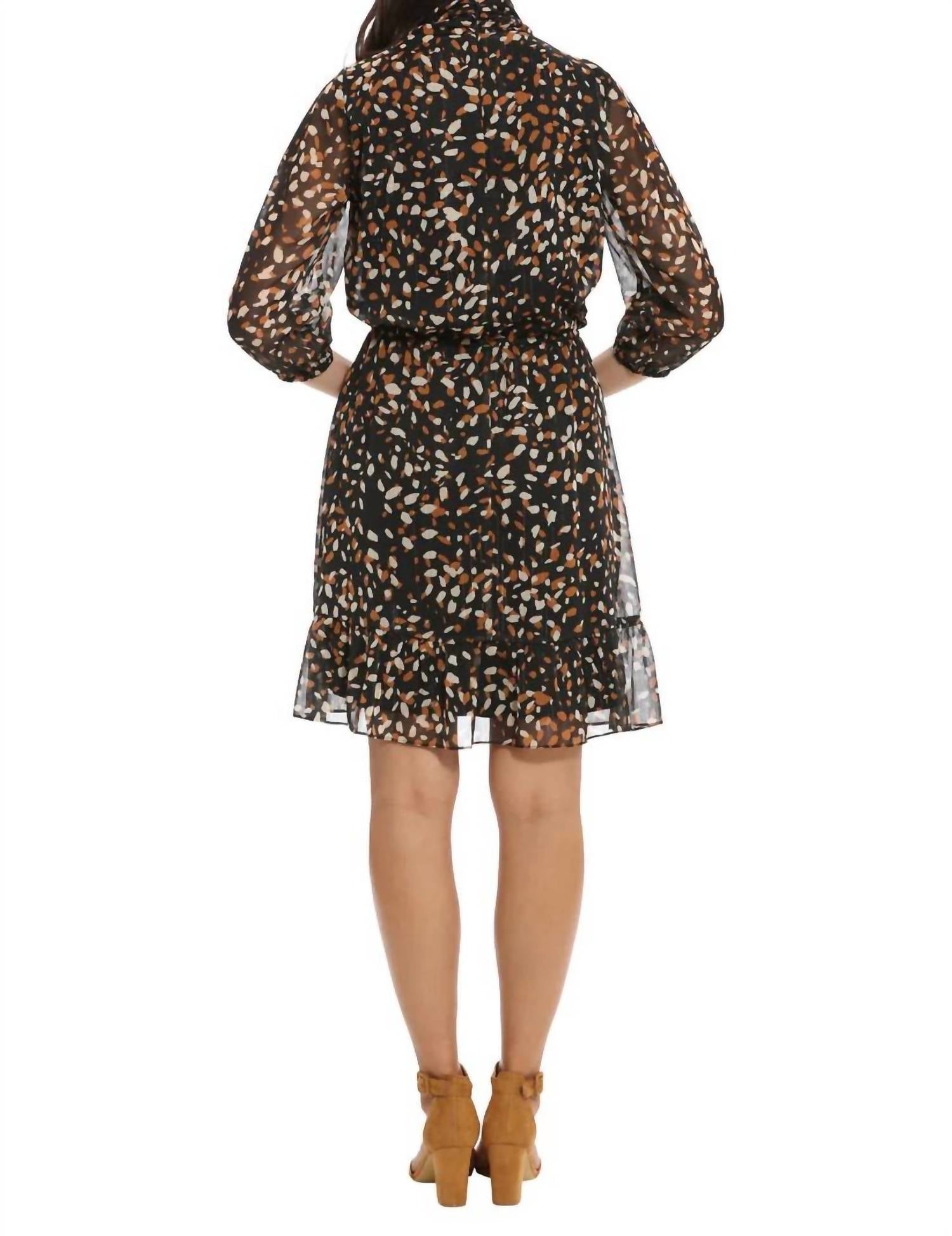 London Times - Leaf Printed Lurex Dress