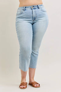 Judy Blue - Mid Rise Kick Flare With Raw Hem Jeans