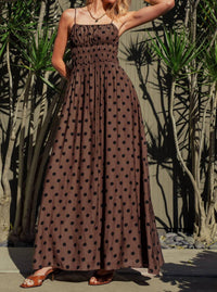 Urban Daizy - Polka Dot Smocked Maxi Dress